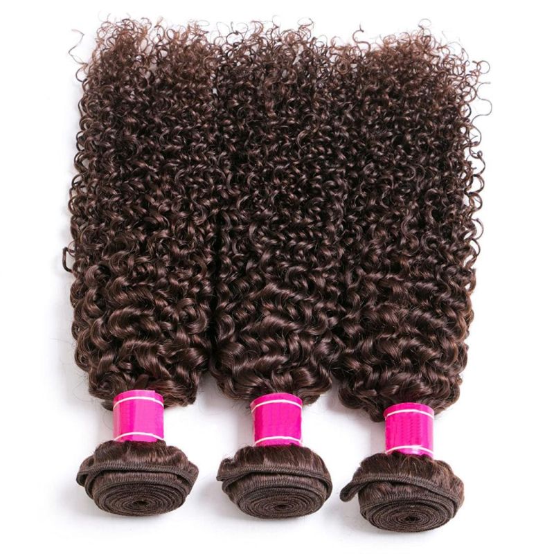 Brown Bundles Brazilian Curly Hair Bundles Remy Human Hair Extensions Kinky Curly Hair Weave Bundles for Black Women Dark Brown