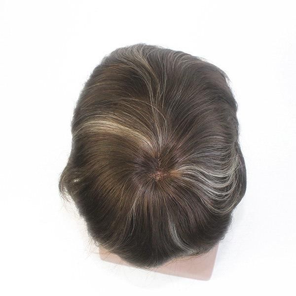 French Lace with Poly Costing Fashion Highlight Color Men′s Hairpiece