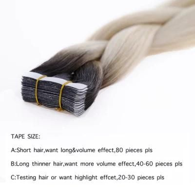Human Hair for Woman Tape Extensions European Natural Seamless Skin Weft 12&quot;-22&quot; Black Brown Blonde 100% Virgin Remy Hair 20 PCS