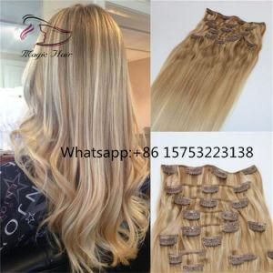 120g 7PCS Balayage Extensions Clip in Human Hair Nordic Blonde Highlights in Hair Brazilian Virgin Hair