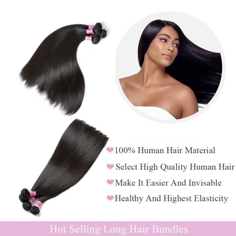 24inch Straight Natural Color Hair Bundles Brazilian Hair Bundles Remy Human Hair Extensions 1 Bundle Deals Weave Double Weft Weave