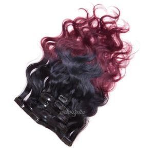 Brazilian Body Wave T1b/99j Clip-in 100% Human Hair