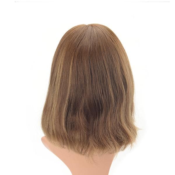 Medium Length No Layer Brown European Hair Replacement Systems
