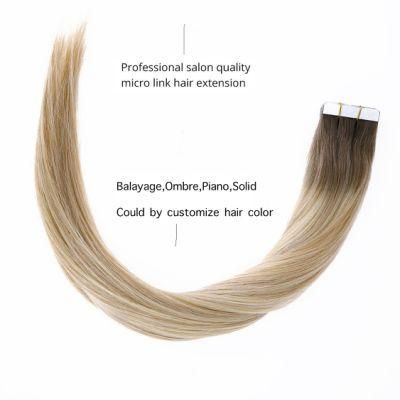 100% Remy Tape Human Hair Extensions Light Coffee &amp; Cream Balayage Brown Mix Brown Ombre Extensions 20inch 2.5g/PC Hair