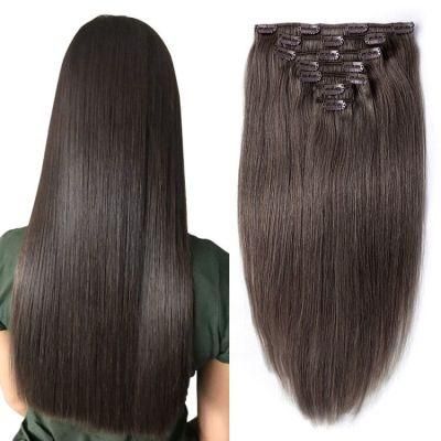 Wholesale 120g 140g 160g 180g Customized Double Drawn Thick Ends Remy Clip in Hair Extension