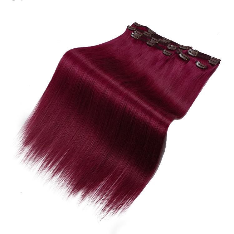 Indian Cuticle Aligned Human Hair Straight Clip in Hair Extensions #35