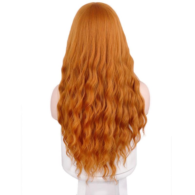 26inch Ombre Orange Synthetic Long Body Wavy Wigs with Bangs for Women Wholesale Price