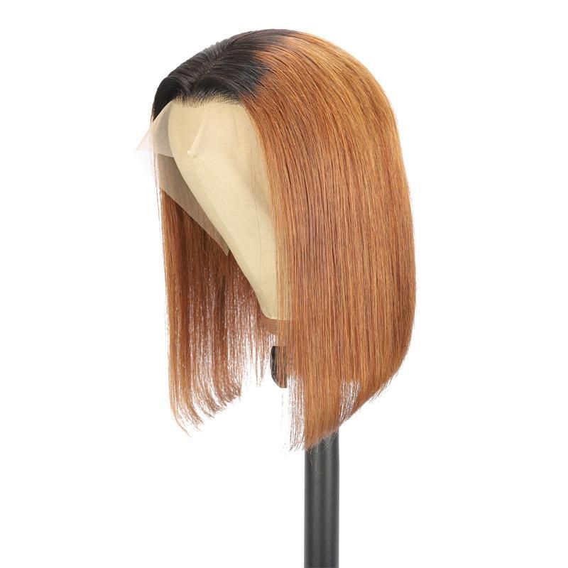 Lace Front Human Hair Wigs with 13X4 Closure Ombre 1b/30 Color Brazilian Straight Bob Wig