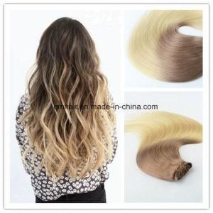 Wholesale Price Ombre Color #18#613 Best Selling Virgin Hair Straight Human Hair Clip in Hair Extension