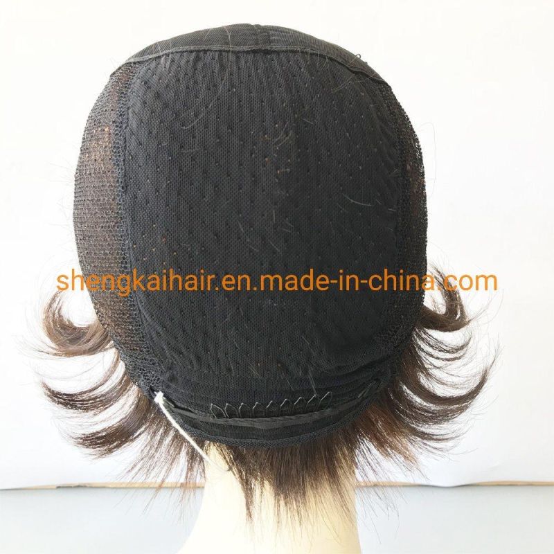 Wholesale Good Quality Handtied Heat Resistant Fiber Short Curly Lace Front Wigs with Bangs 622