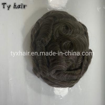 Human Hair Mens Toupee Hair Pieces Swiss Lace Front Replacement System Wig Combined with PU Base 10X8 Inch Large Size