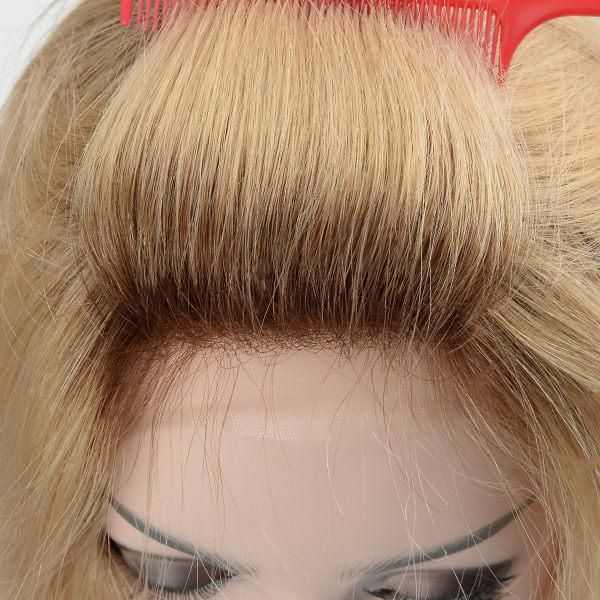 Blond Color with Dark Root Mono Cap Human Hair Medical Wig with Lace Front