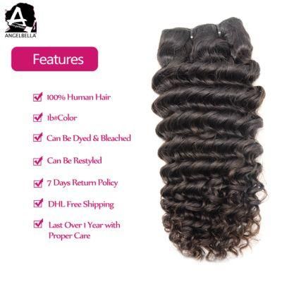 Angelbella Brazilian Deep Curly Hair Weaving 1b# Virgin Hair for Black Women