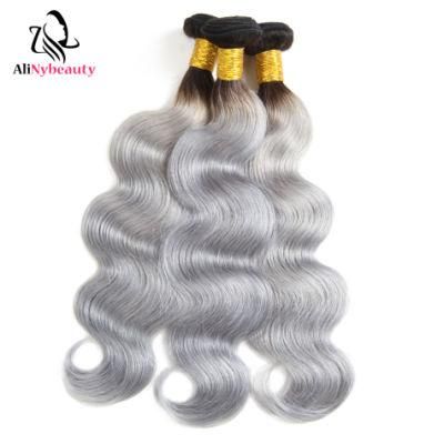 Alinybeauty Color 1b/Grey Hair Weave Brazilian Human Hair