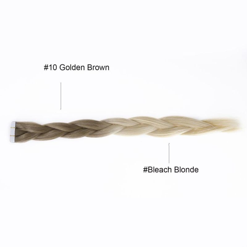 Tape in Hair Extensions Human Hair Natural Ombre Ash Blonde to Golden Blonde and Platinum Blonde Hair Extensions 14 Inch Remy Human Hair Extensions 20PCS 50g