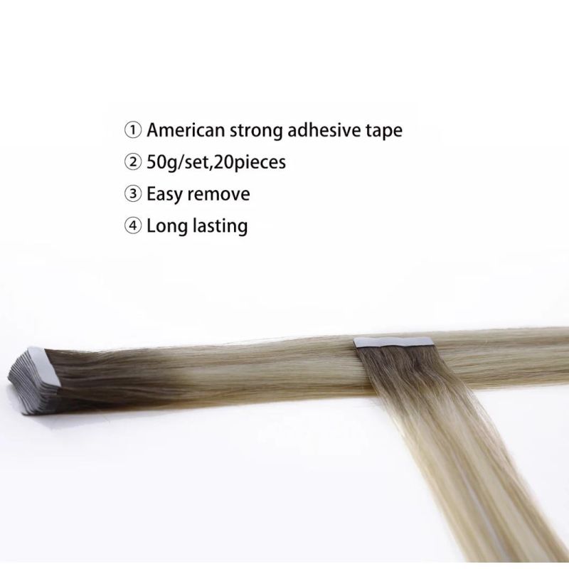 Hair for Woman Straight Tape in Human Hair Extensions Remy Adhesive Invisible PU Seamless Skin Weft Blonde Hair