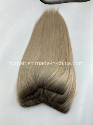 V-Part Mono Base Women Topper Remy Human Hair Mono Hairpiece Closure Hand Made Tied Hair Topper, Straight 16 Inches for Hair Loss