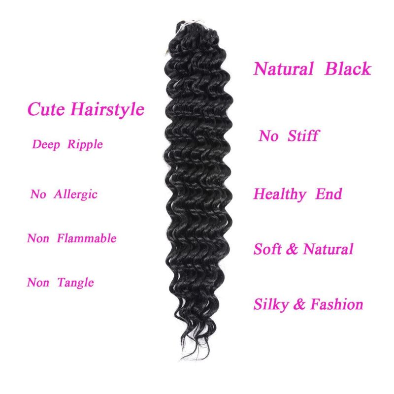 Wholesale Deep Wave Crochet Hair Low temperature Kanekalon Synthetic Hair Extensions Natural Color (7Packs, 1b)