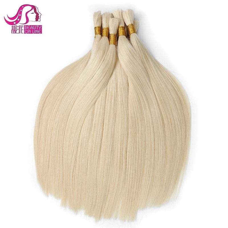 Color 613 Brazilian Blonde Remy Human Hair Bulk, Virgin Hair 10-30 Inch, 10A Grade Unprocessed Human Hair, No Shedding and No Tangle