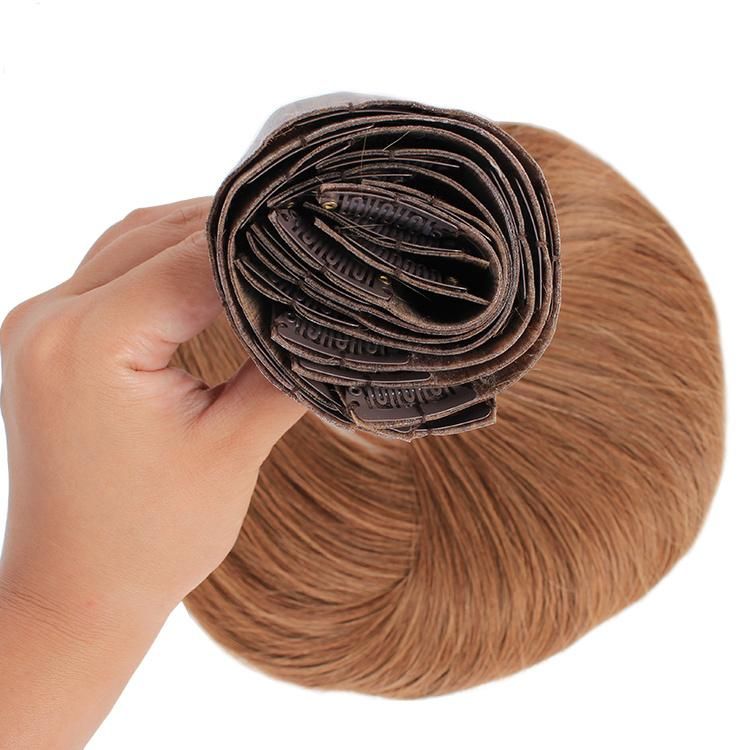 Straight Virgin Hair PU Skin Weft Clip in Hair Extension