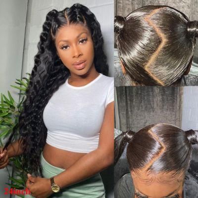 22inch Brazilian Loose Deep Wave Wig Curly 360 Lace Frontal Preplucked with Baby Hair Remy Wig
