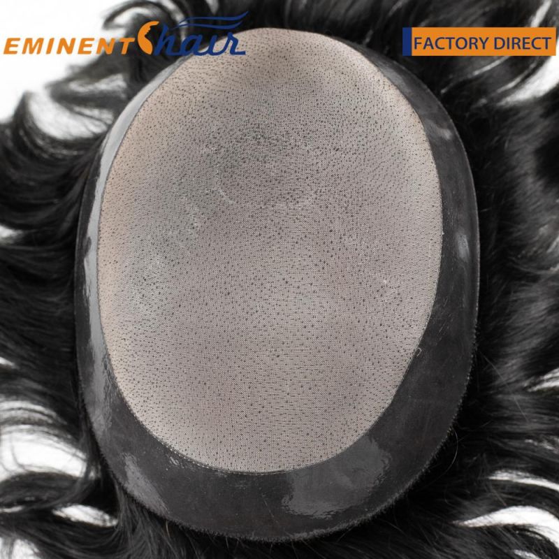 Fine Mono with Black Npu Around Human Hair Men′s Toupee