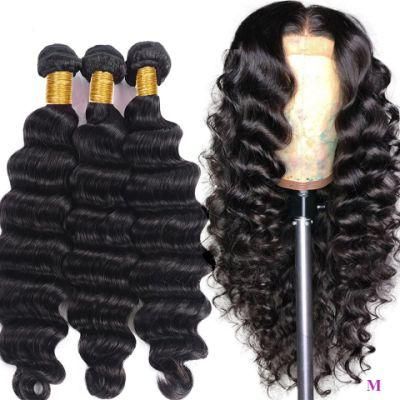16 Inch Brazilian Hair Bundles Loose Deep Wave Human Hair Extensions Long Length Remy Hair Natural Color 1 Piece Hair Weave