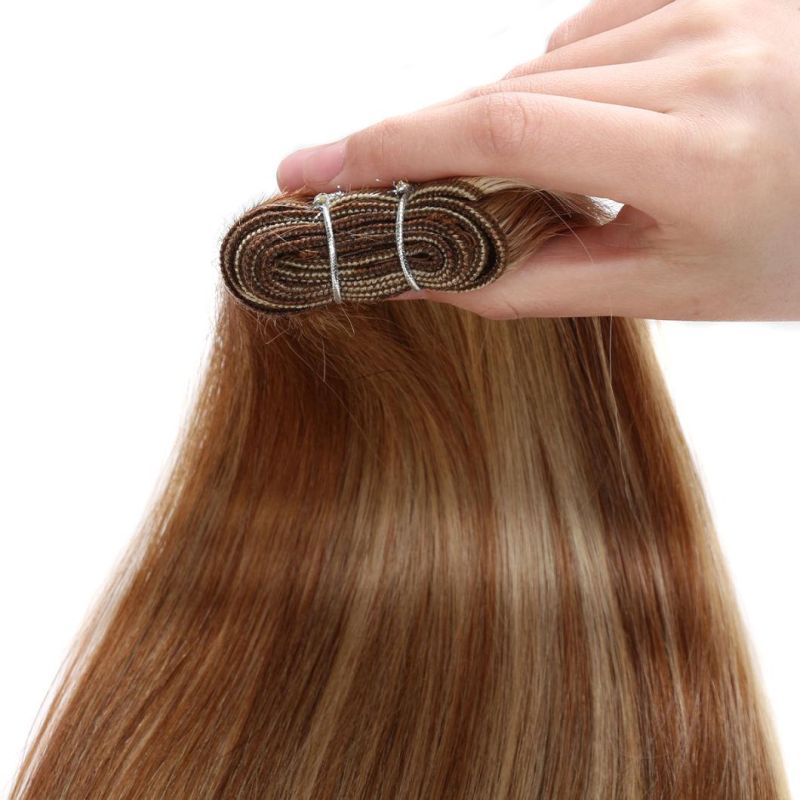 Double Drawn Russian Remy Hair Extensions Virgin Human Hair Weft