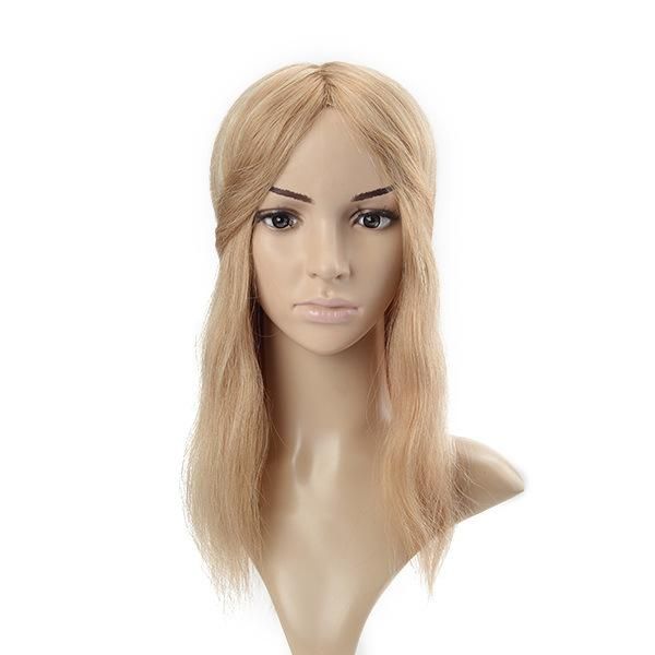 Integration Base Blond Color Women′s Wig Good Quality Natural Hair Toupee