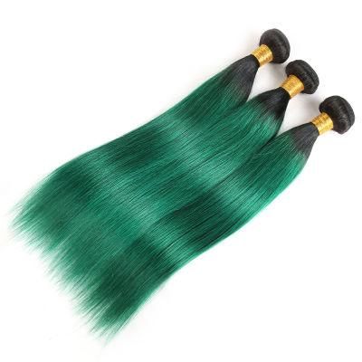 Brazilian Straight Hair Weave 3/4 Bundles with Closure 1b/Green Color 10-30 Inch Remy Human Hair Bundles with Closure