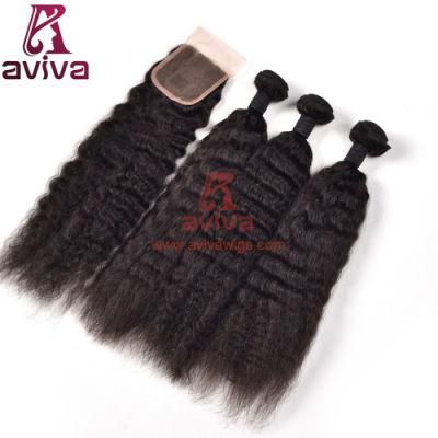 Natural Peruvian Kinky Straight Lace Font B Closure Virgin Hair