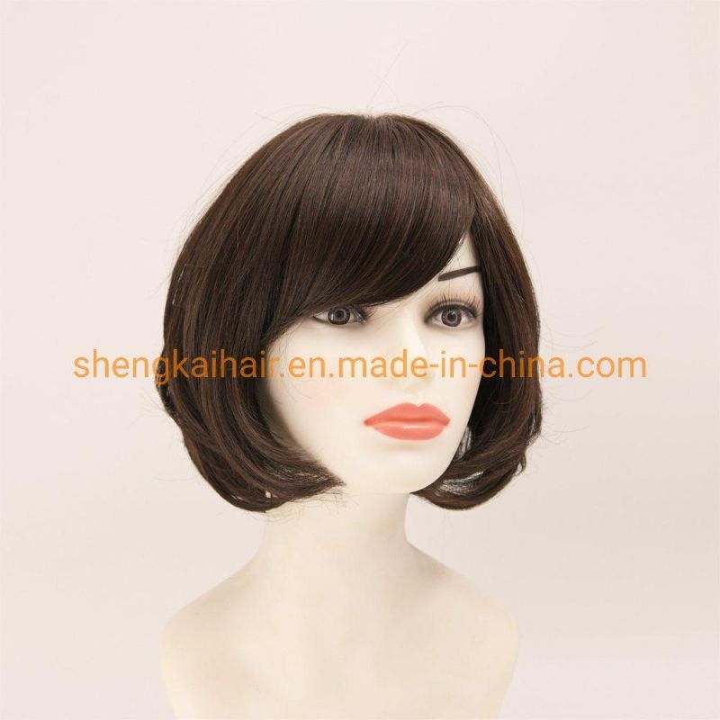 Wholesale Good Quality Handtied Human Hair Synthetic Hair Mix Wig Hair for Ladies 556