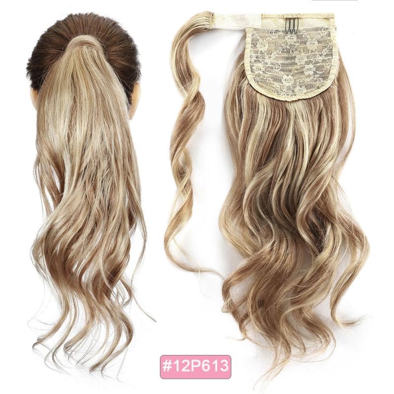 Ponytail Human Hair Wrap Around Machine Remy Hair Extensions