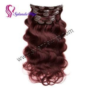 Brazilian Body Wave 7PCS/Set 70g Clip in Hair Extensions #99j Human Hair Products with Free Shipping