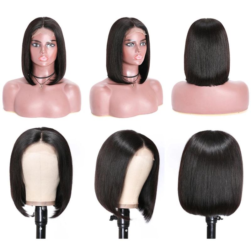 Wholesale Price Short Straight Bob Hair Wigs 4X4 Lace Front Bob Hair Wigs 150 Density Brazilian Virgin Human Hair Wigs 10inch