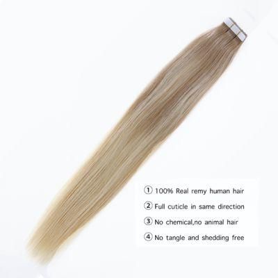 Tape Hair Extensions Balayage Ombre Blonde Tape Extensions Natural Hair for Women Invisible Tape Real Human Hair