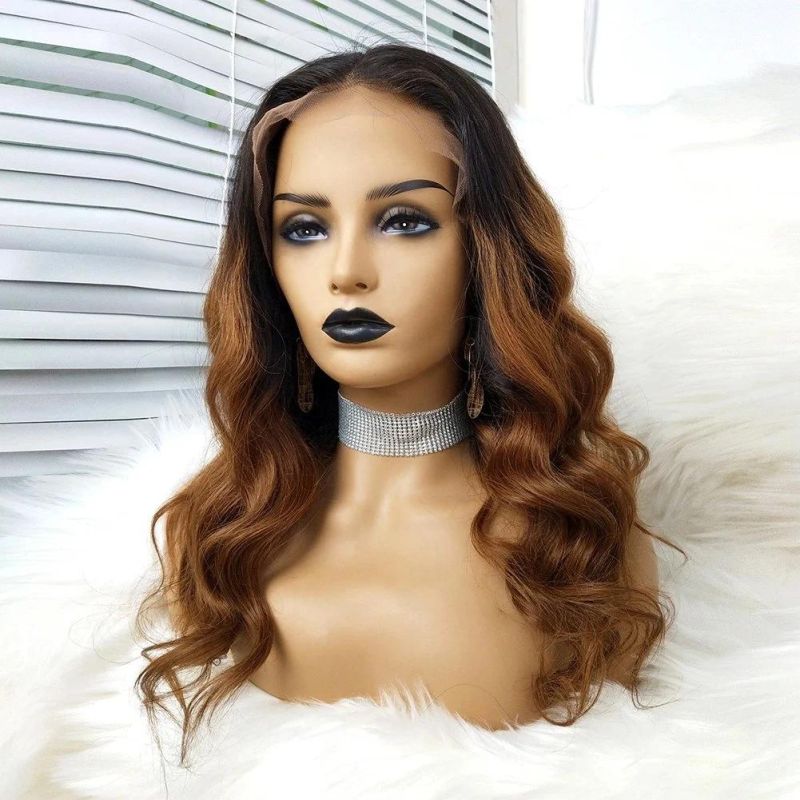 Kbeth Chestnut Brown Color 180% Density 13X4 Glueless Frontal Lace Wig Frontal Lace Wig Pre-Plucked Ombre Brown Color Wavy Lace Wigs