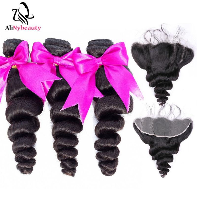 Unprocessed Virgin Brazilian Human Hair Loose Wave Bundles with Frontal