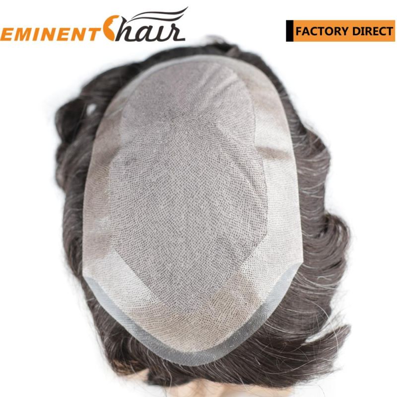 Men′s Remy Human Hair Hand Ventilated Swiss Lace Hair Toupees Manufacturer