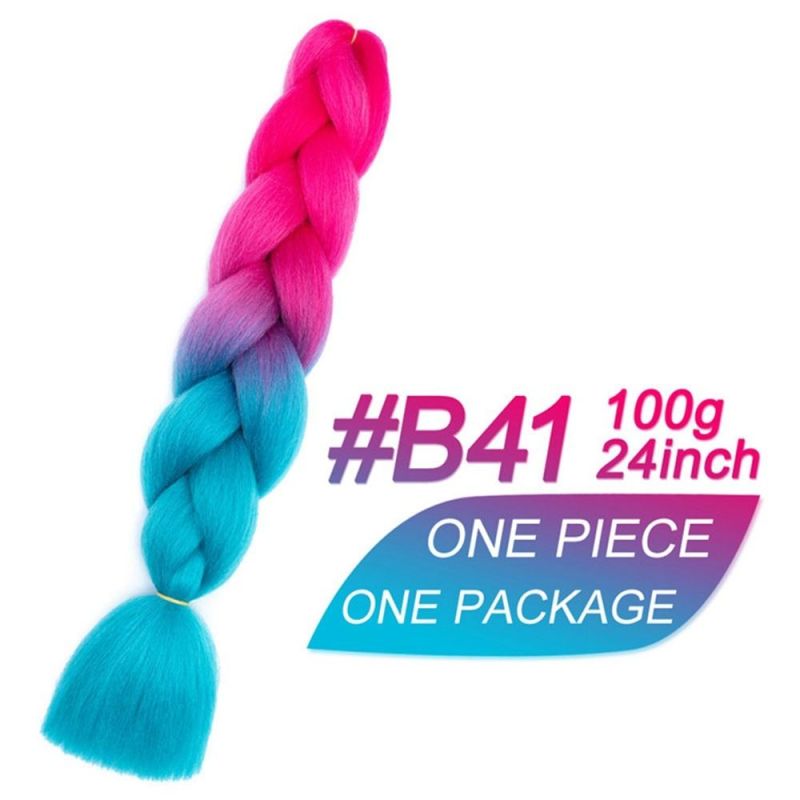 Kbeth Glowing Jumbo Braiding Hair 24 Inch Rainbow Multi Colors Synthetic Hair Extension Attachments Braids Synthetic Jumbo Braids Weave in Stock