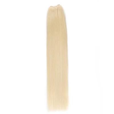Straight 20inch 60# Russian Weft Hair Extensions Double Drawn Blond Human Hair Weft