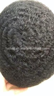 Afro Curly Short Hair Men Wig 360 Weave Curly Man Hair Unit Lace Topper 2 - 4 Month Lifespan