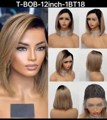 Colored Bob Wigs Cheapest Pink Blonde Blue Transparent HD Lace Front Wigs for Women Short Bob Human Hair Wigs with Baby Hair