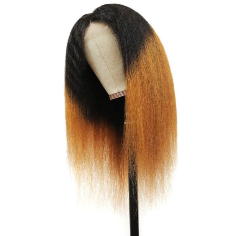 Kbeth Human Hair Wig Two Tone for Sexy Black Women 2021 Fashion Custom Brown Black Color 20 Inch Remy Virgin Brazilian Kinky Straight Hair Extension Wig Vendor