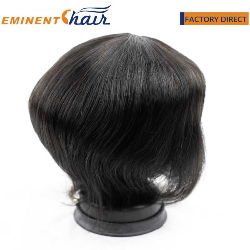 Black Fine Mono with Clear PU Hair Replacement for Men Custom Order Human Hair