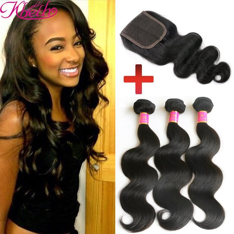 Kbeth Body Wave 4 Bundles for Friend Gift 100% Human Hair Weave Natural Black Non-Remy Body Wave Bundles Deals for Black Women