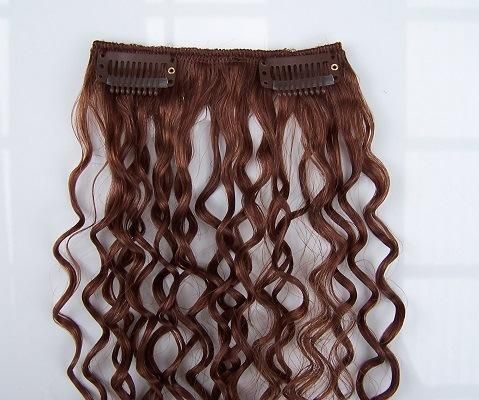 Clip on Hair Extensions Jerry Curly Human Hair Clip in Hair Extension (AV-CJW010)