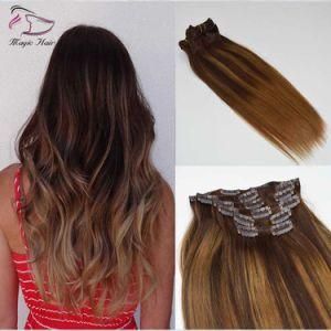 Popular Tangle Free 100% Natural Brazilian Human Hair Balayage 2/6# Clip in Hair Extension