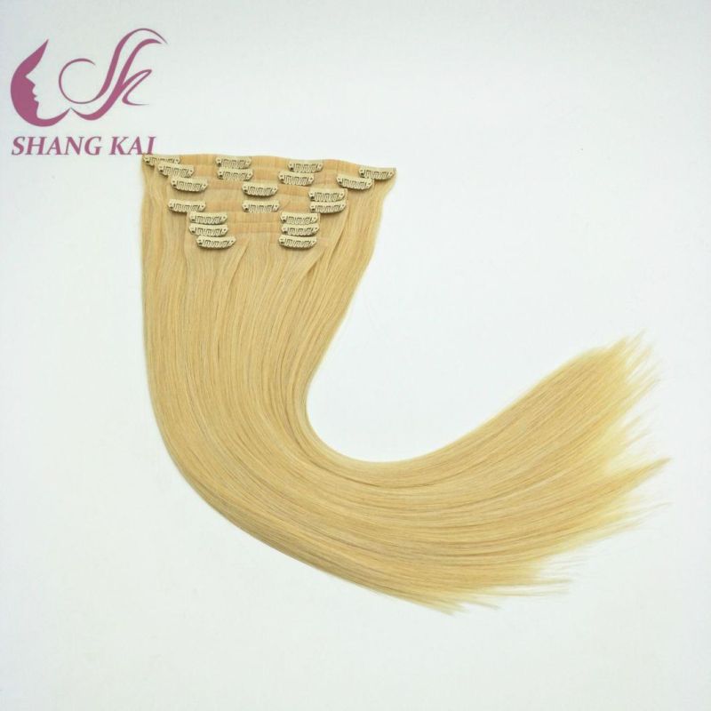 Wholesale Price Blonde Double Weft Brazilian Human Hair Seamless Clip in Hair Extension