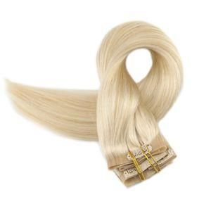 18&quot; PU Clip in Remy-Human-Hair Extensions Mixed-Color #27/613 Silk-Straight 7PCS